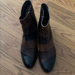 Stylish Brown and Black Heeled Boots